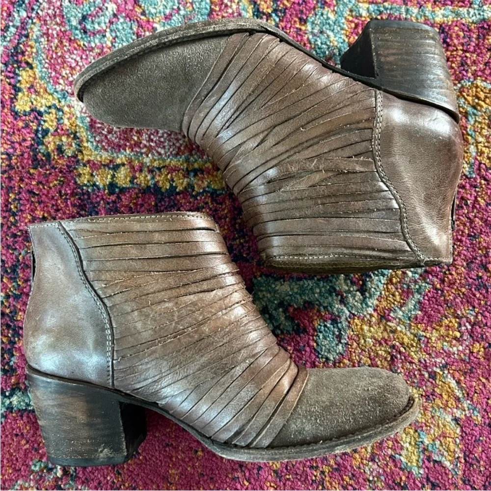 Freebird by Steven | Women’s Brown Leather/Suede Strappy Cain Ankle Boots Size 8 - Picture 6 of 15